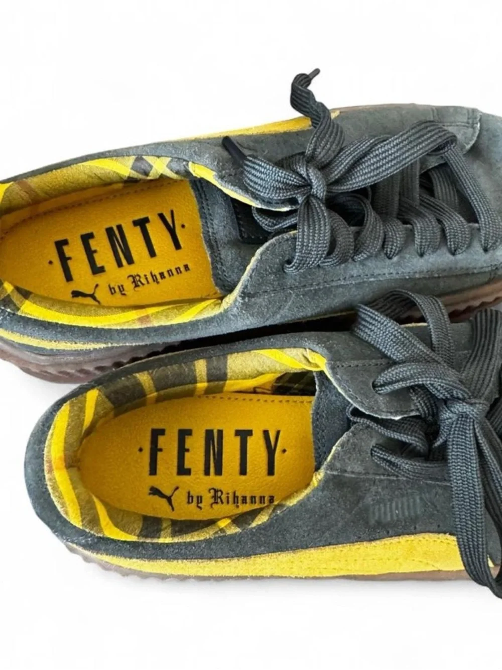 Fenty Puma by Rihanna Suede Cleated Creeper • Yellow & Grey • Women’s 7.5 • Rare